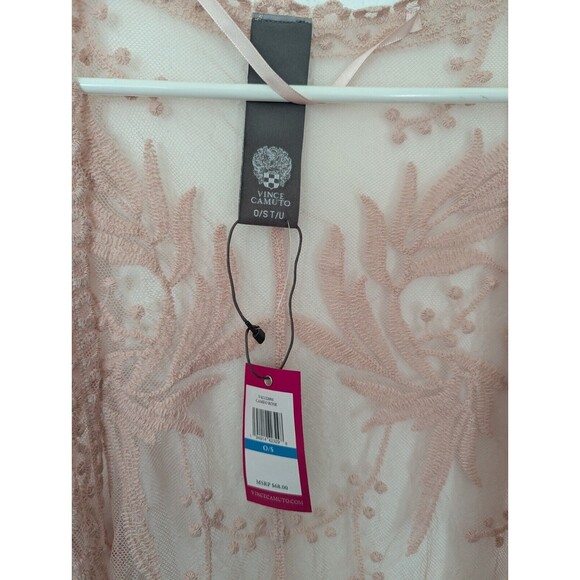 Vince Camuto Lace Embroidered Womens Open Front Kimono Coverup Cameo Rose New - Picture 3 of 4